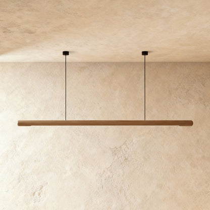 Minimalist Wood Pendant Light Tapered Bar LED Side