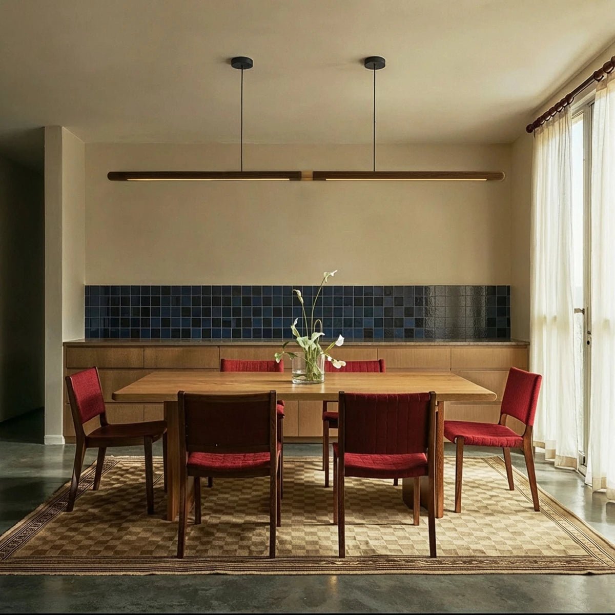 Minimalist Wood Pendant Light Tapered Bar LED View 11