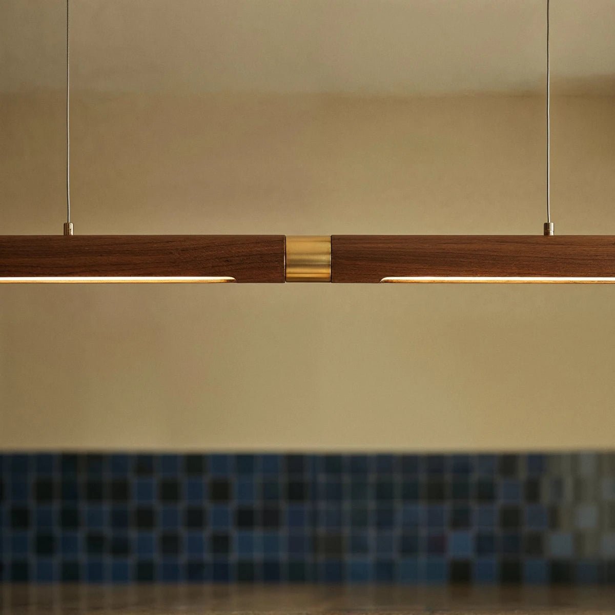 Minimalist Wood Pendant Light Tapered Bar LED View 12