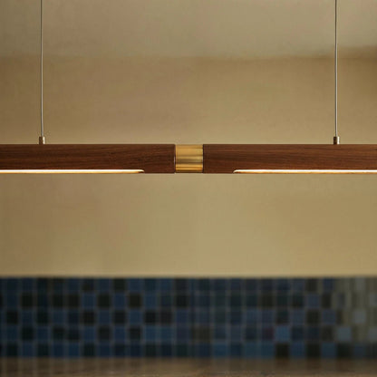 Minimalist Wood Pendant Light Tapered Bar LED View 12