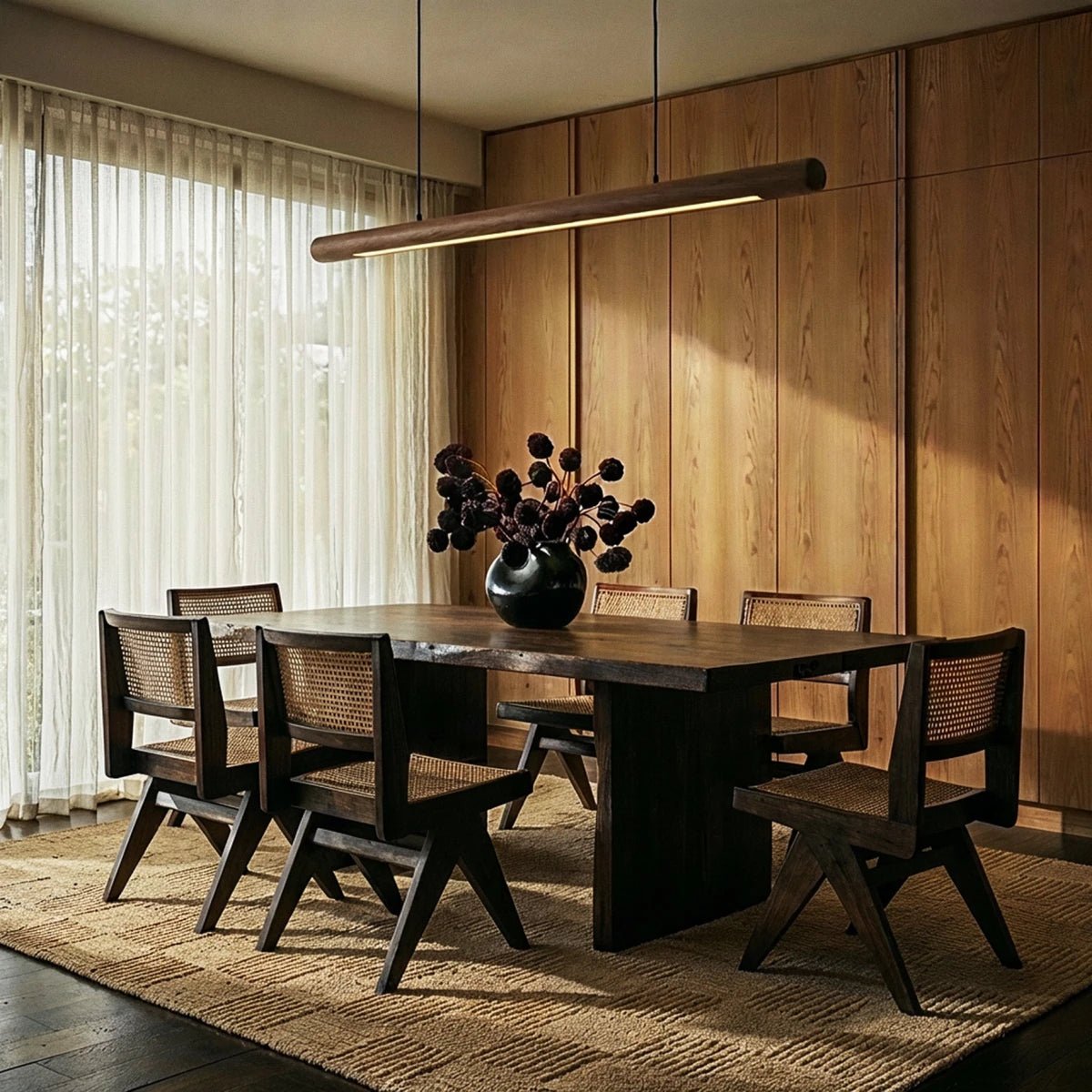Minimalist Wood Pendant Light Tapered Bar LED View 13