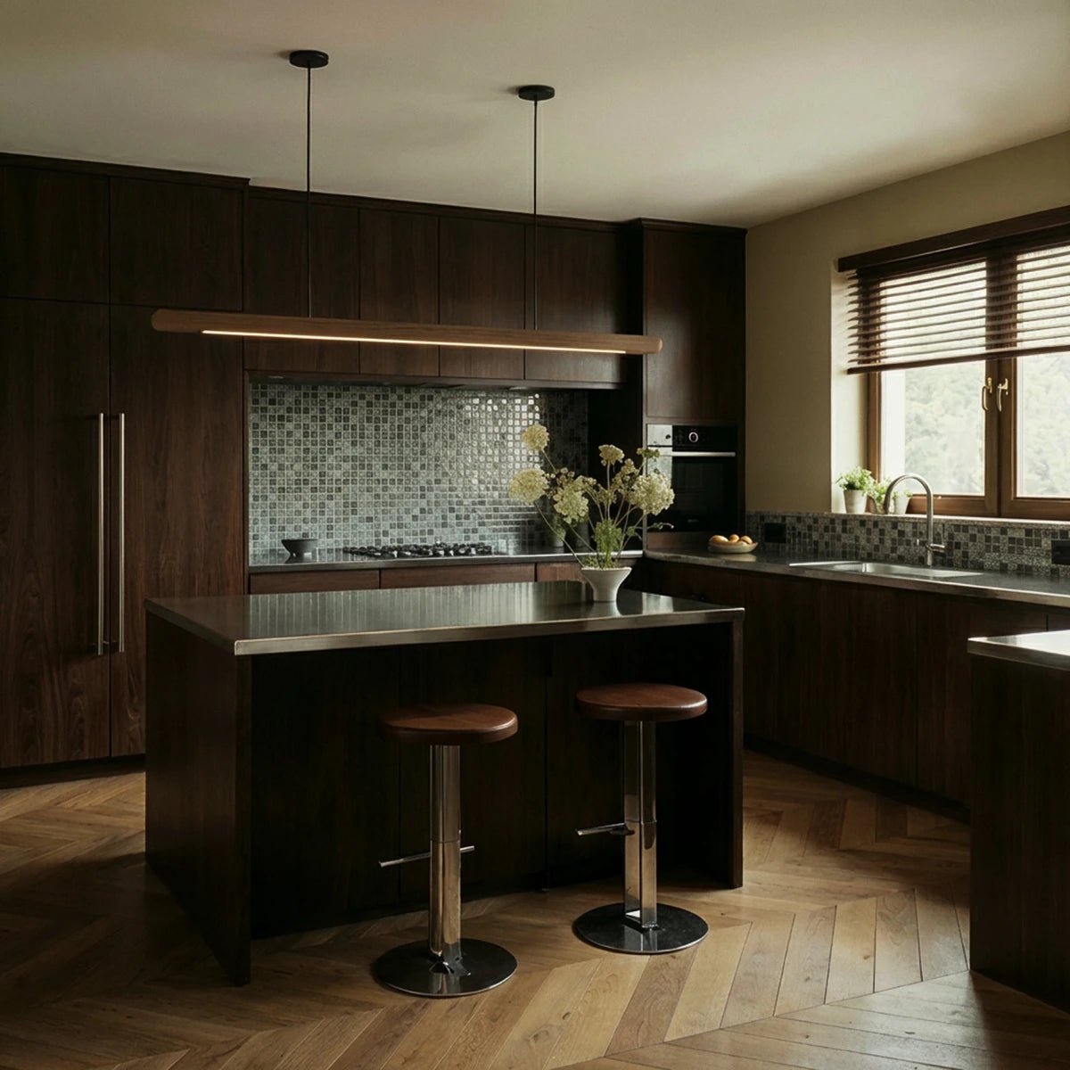 Minimalist Wood Pendant Light Tapered Bar LED View 15