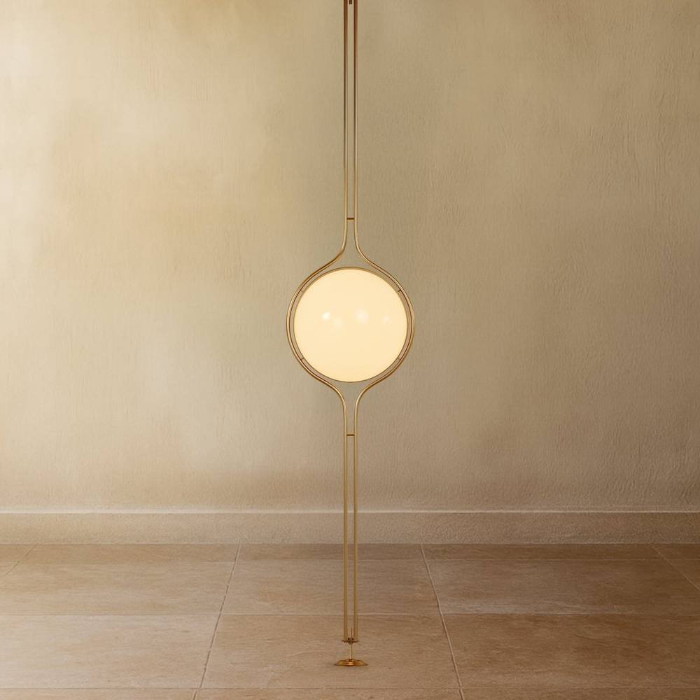 Modern Acrylic Globe Floor to Ceiling Lamp Angle