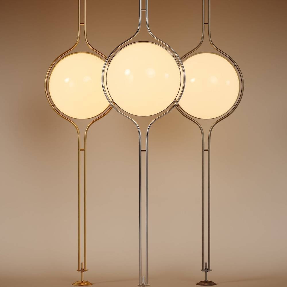 Modern Acrylic Globe Floor to Ceiling Lamp Lifestyle