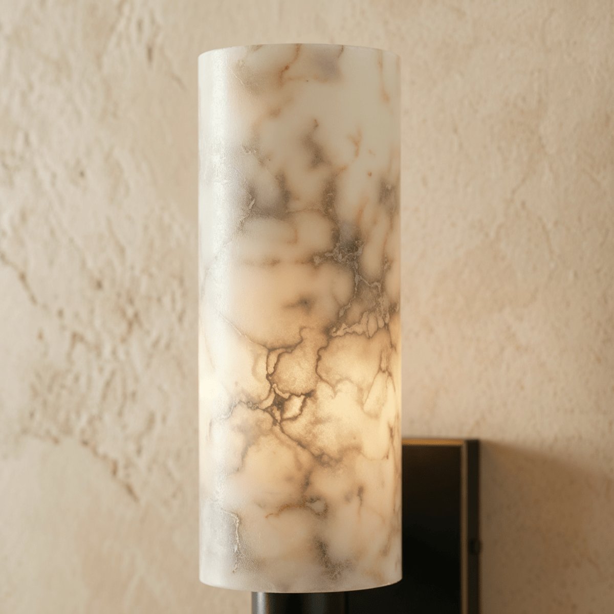 Modern Alabaster Wall Lamp Stacked Dual Cylinder Detail