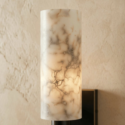 Modern Alabaster Wall Lamp Stacked Dual Cylinder Detail