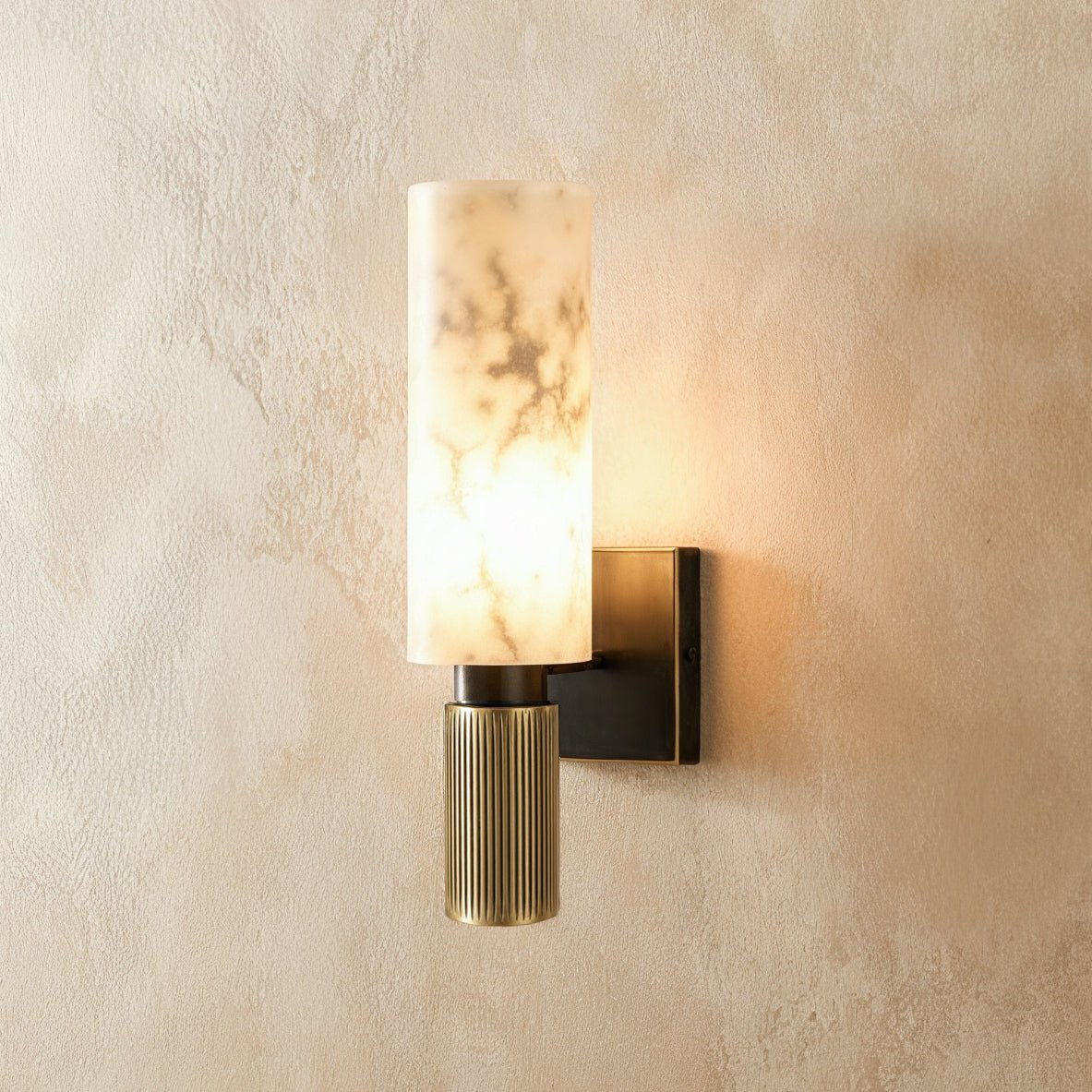 Modern Alabaster Wall Lamp Stacked Dual Cylinder Front