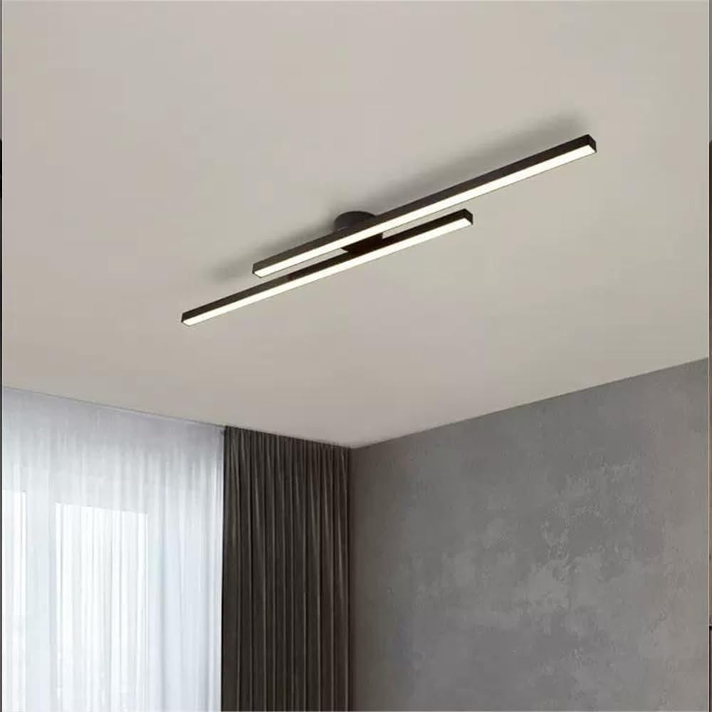Modern Aluminium Long Strip Semi Flush Mount LED Ceiling Light For Living Room Alternate