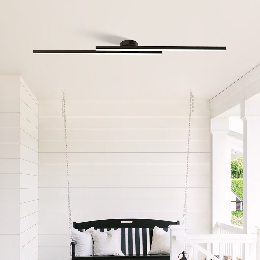 Modern Aluminium Long Strip Semi Flush Mount LED Ceiling Light For Living Room Angle