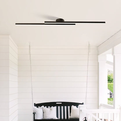 Modern Aluminium Long Strip Semi Flush Mount LED Ceiling Light For Living Room Angle