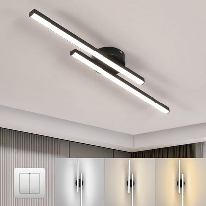 Modern Aluminium Long Strip Semi Flush Mount LED Ceiling Light For Living Room Close Up