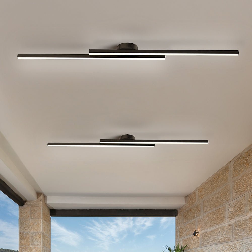 Modern Aluminium Long Strip Semi Flush Mount LED Ceiling Light For Living Room Front