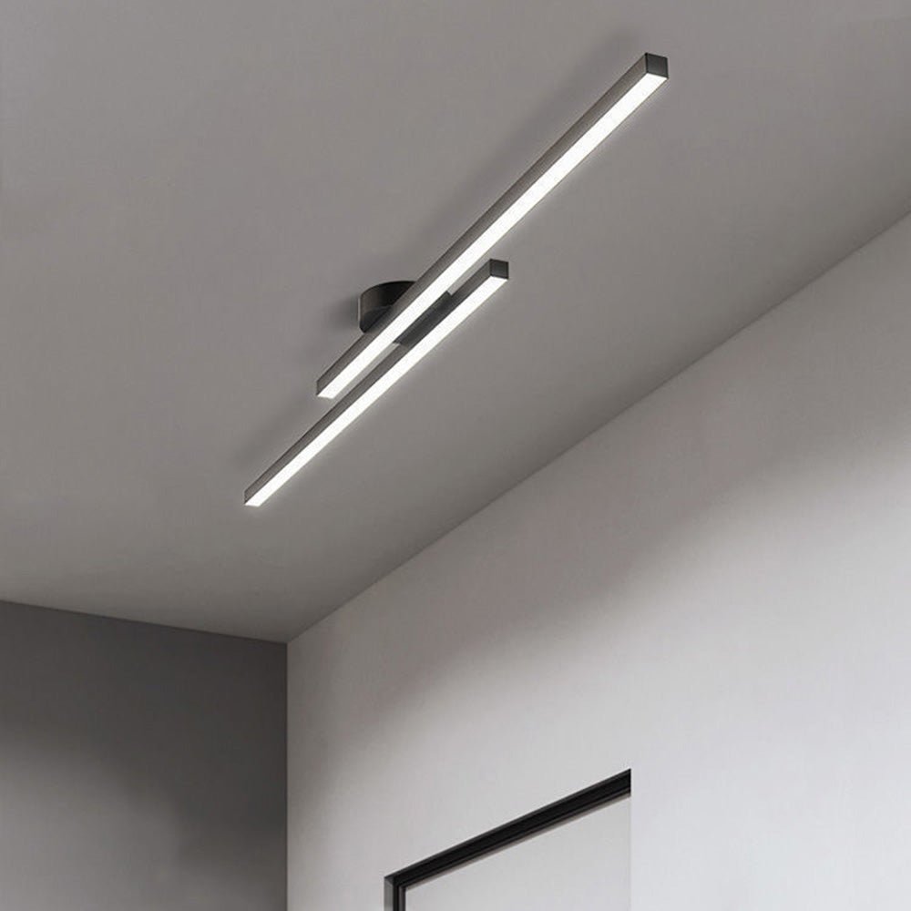 Modern Aluminium Long Strip Semi Flush Mount LED Ceiling Light For Living Room Lifestyle