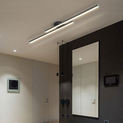 Modern Aluminium Long Strip Semi Flush Mount LED Ceiling Light For Living Room View 12