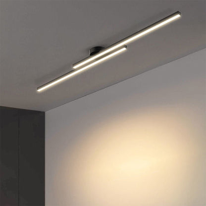 Modern Aluminium Long Strip Semi Flush Mount LED Ceiling Light For Living Room View 13