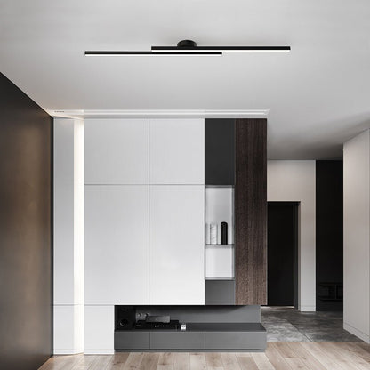 Modern Aluminium Long Strip Semi Flush Mount LED Ceiling Light For Living Room View 15