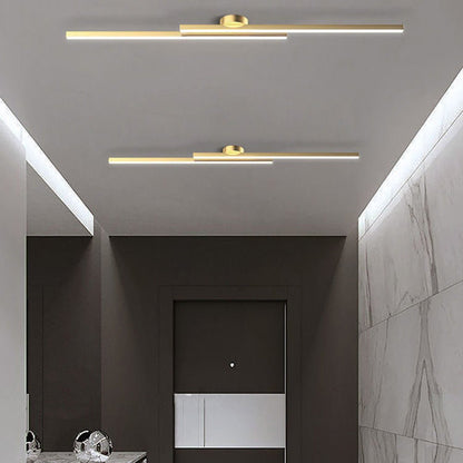 Modern Aluminium Long Strip Semi Flush Mount LED Ceiling Light For Living Room View 22
