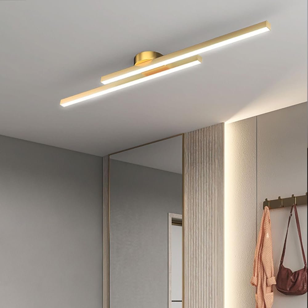 Modern Aluminium Long Strip Semi Flush Mount LED Ceiling Light For Living Room View 24