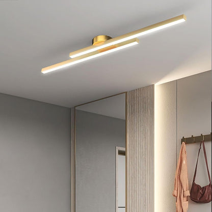 Modern Aluminium Long Strip Semi Flush Mount LED Ceiling Light For Living Room View 24