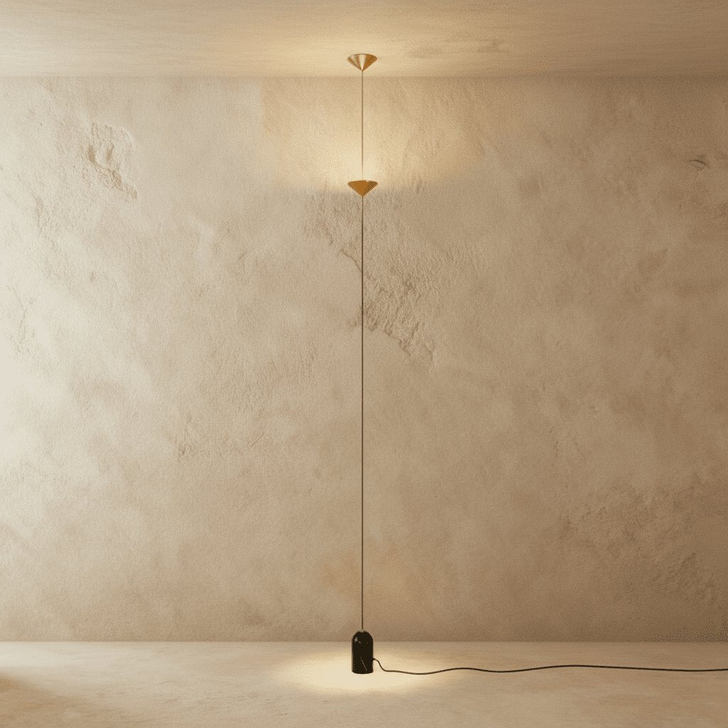 Modern Aluminum Floor to Ceiling Lamp Conical Shade LED Back