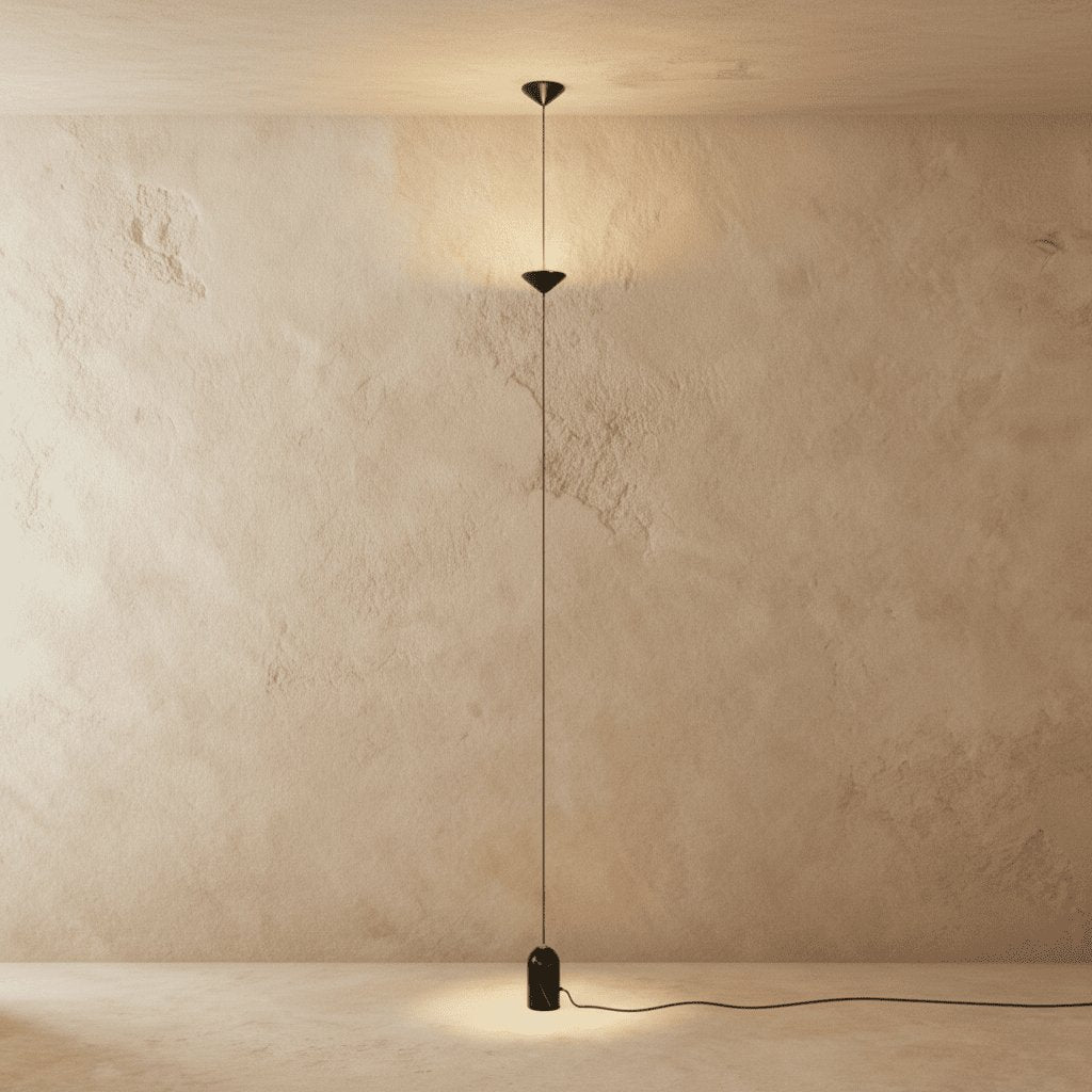 Modern Aluminum Floor to Ceiling Lamp Conical Shade LED Close Up
