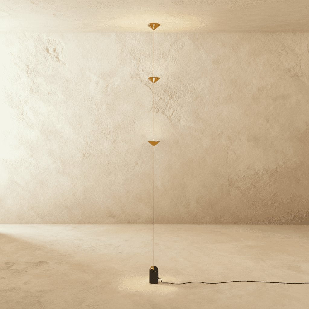 Modern Aluminum Floor to Ceiling Lamp Conical Shade LED Detail