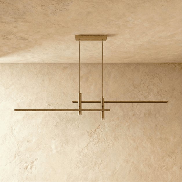 Modern Aluminum Pendant Light Crossed Bar LED Front