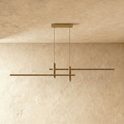 Modern Aluminum Pendant Light Crossed Bar LED Front