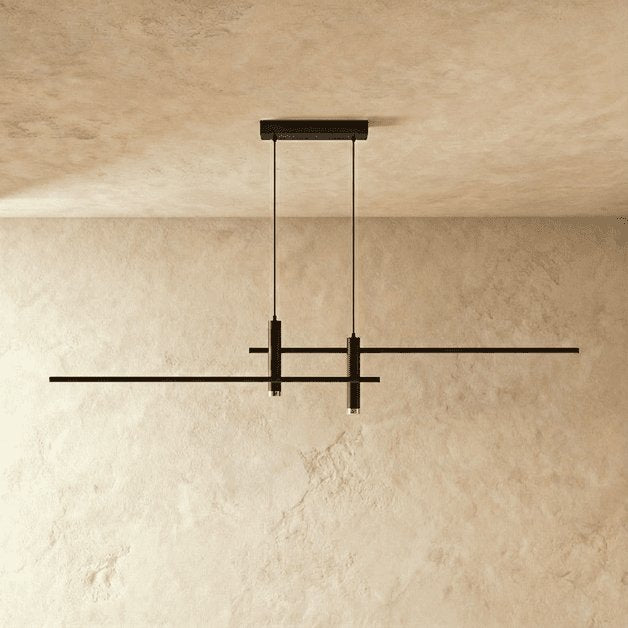 Modern Aluminum Pendant Light Crossed Bar LED Side