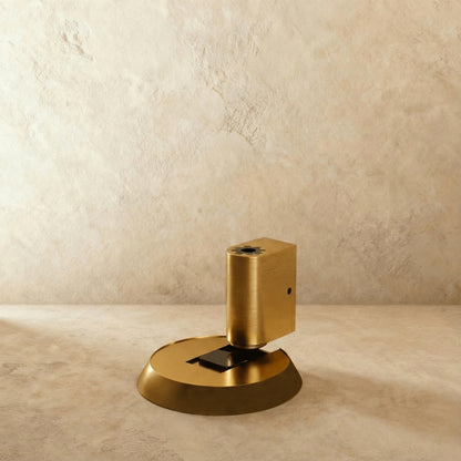 Modern Brass Door Stop Offset Cylinder Post Detail