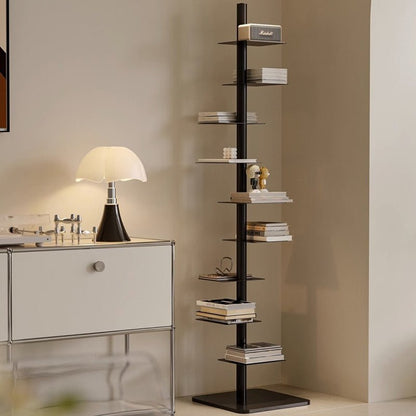 Modern Carbon Steel Invisible Spiral Bookshelf Alternating Tier Alternate