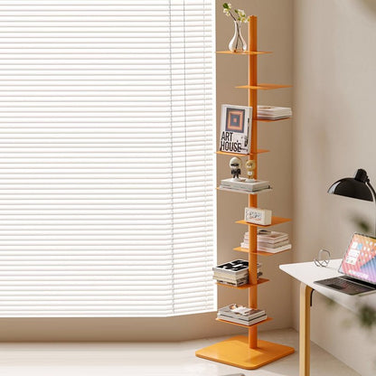 Modern Carbon Steel Invisible Spiral Bookshelf Alternating Tier Angle