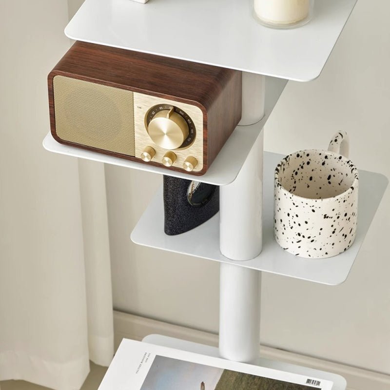 Modern Carbon Steel Invisible Spiral Bookshelf Alternating Tier Back