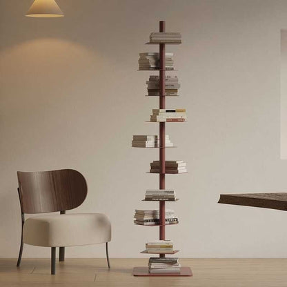 Modern Carbon Steel Invisible Spiral Bookshelf Alternating Tier Detail