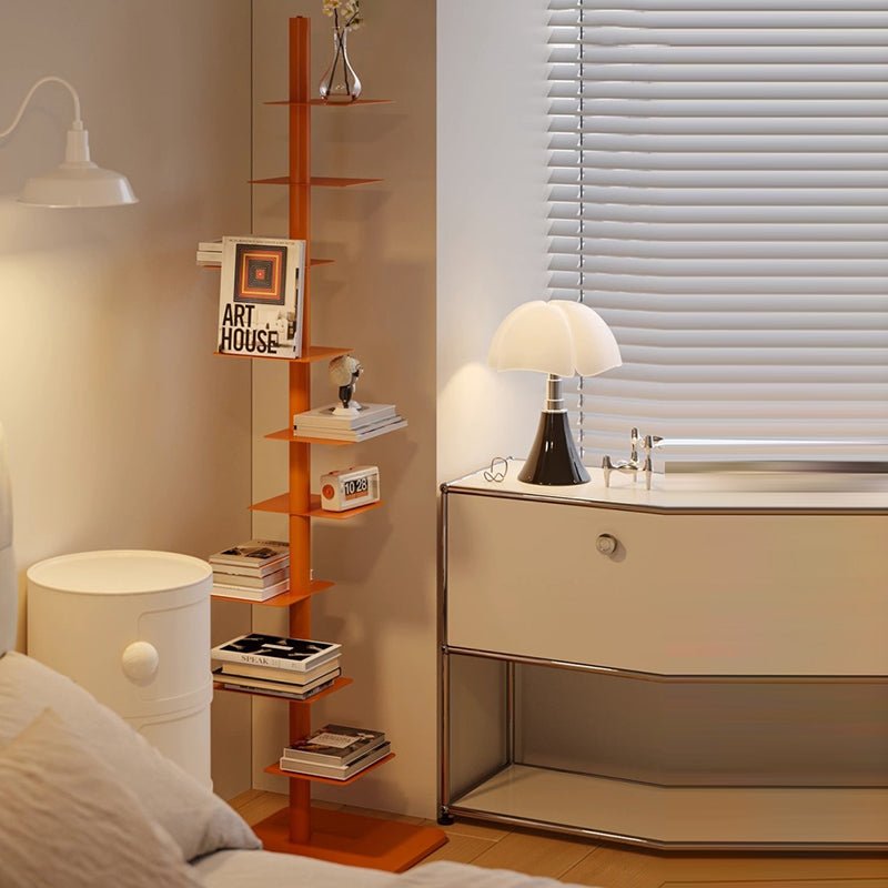 Modern Carbon Steel Invisible Spiral Bookshelf Alternating Tier Full