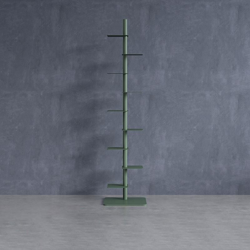 Modern Carbon Steel Invisible Spiral Bookshelf Alternating Tier View 13