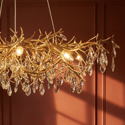 Modern Crystal Chandelier Gold Leaf Wreath LED View 11