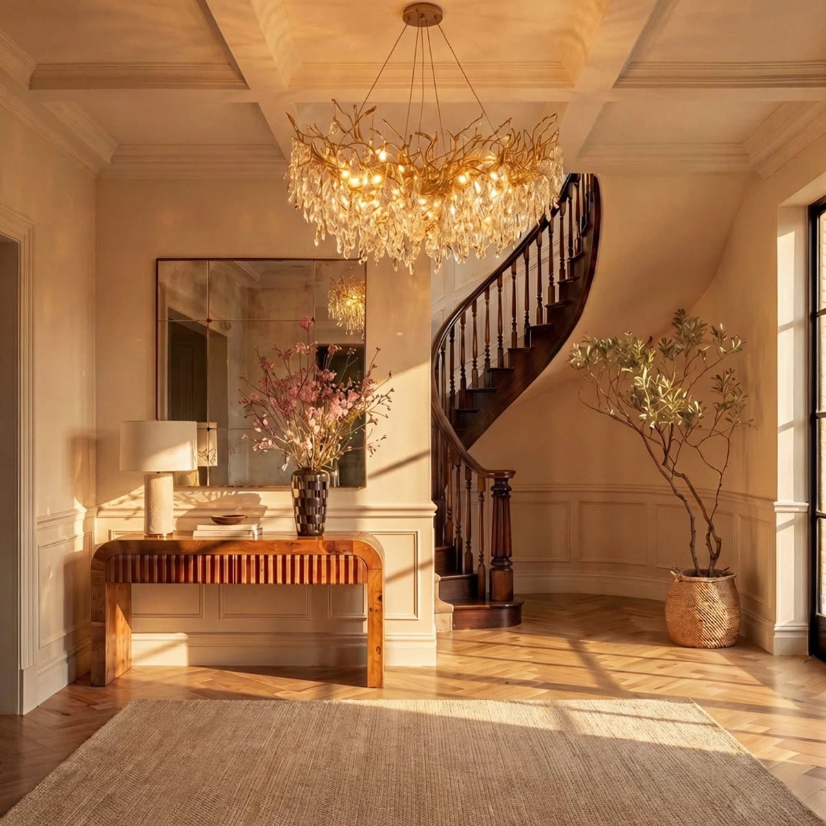 Modern Crystal Chandelier Gold Leaf Wreath LED View 12