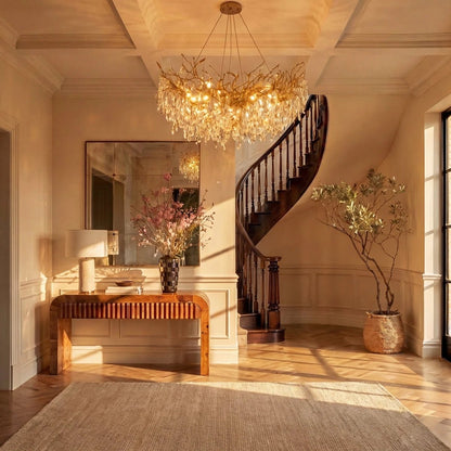 Modern Crystal Chandelier Gold Leaf Wreath LED View 12