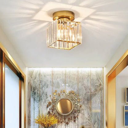 Modern Crystal Flush Mount Ceiling Light Cube Shade Alternate