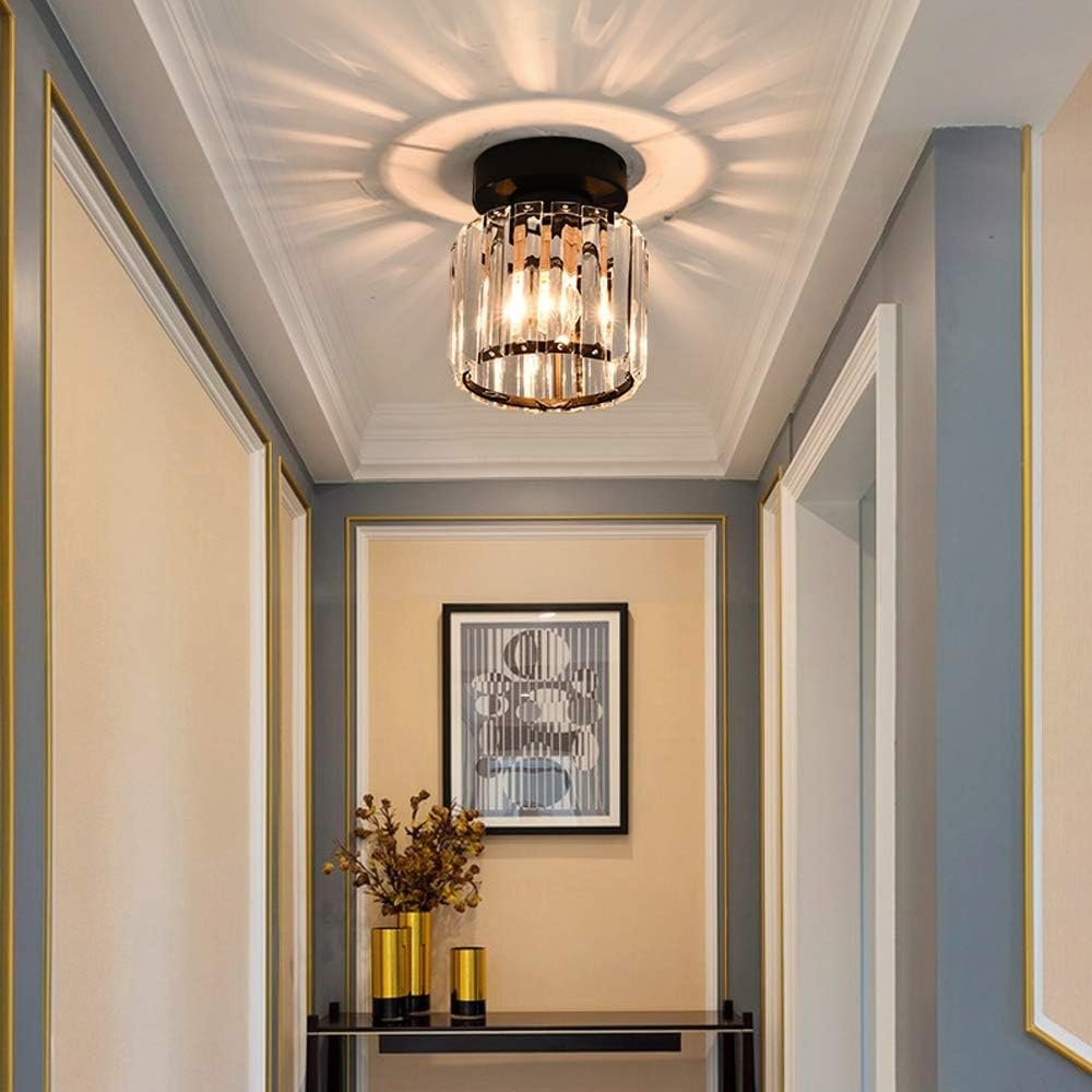 Modern Crystal Flush Mount Ceiling Light Cube Shade Close Up