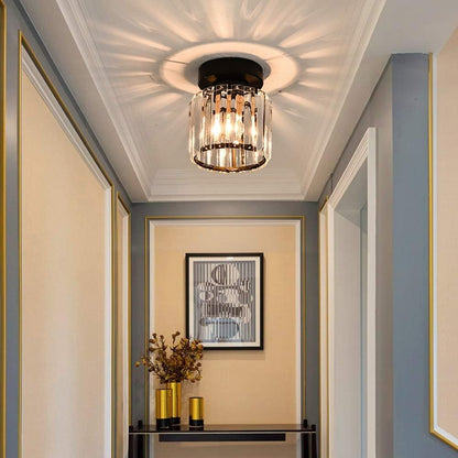 Modern Crystal Flush Mount Ceiling Light Cube Shade Close Up