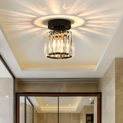 Modern Crystal Flush Mount Ceiling Light Cube Shade Side