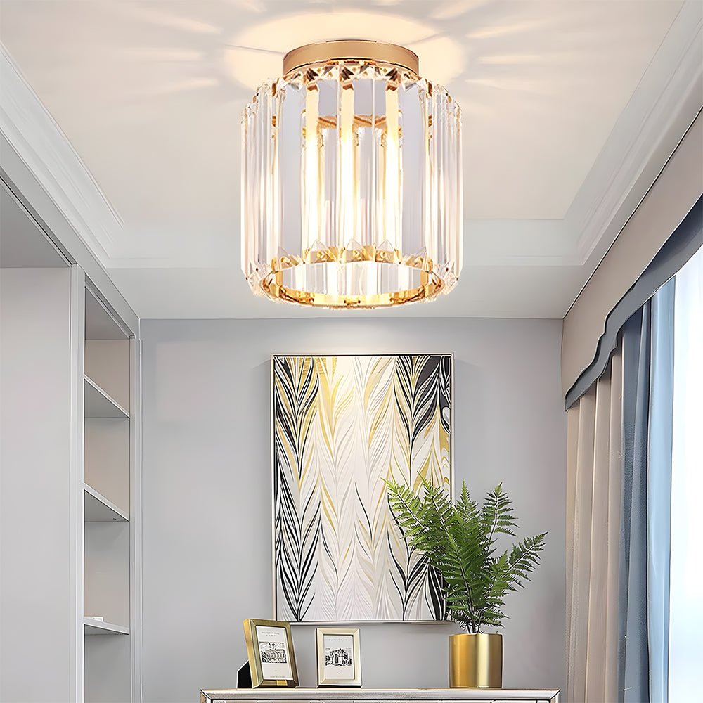 Modern Crystal Flush Mount Ceiling Light Cube Shade View 12