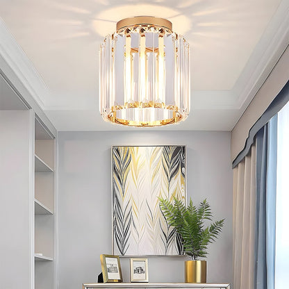 Modern Crystal Flush Mount Ceiling Light Cube Shade View 12
