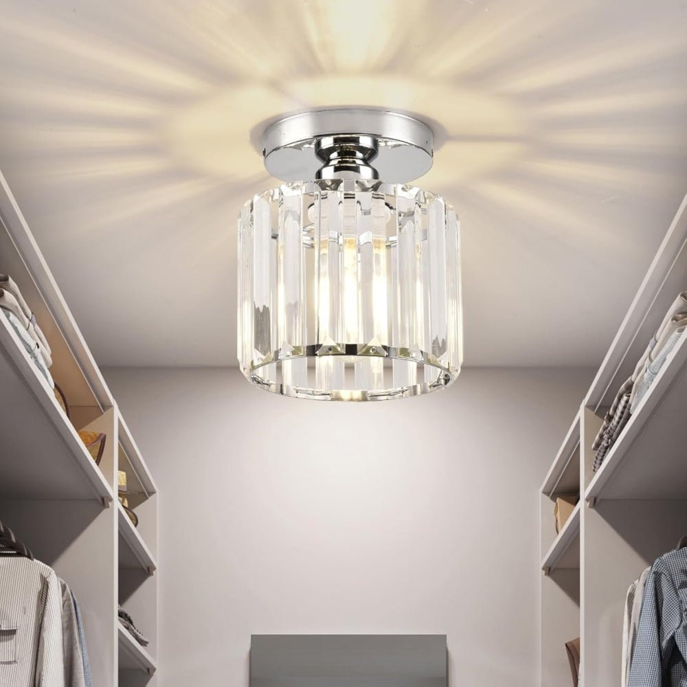 Modern Crystal Flush Mount Ceiling Light Cube Shade View 13