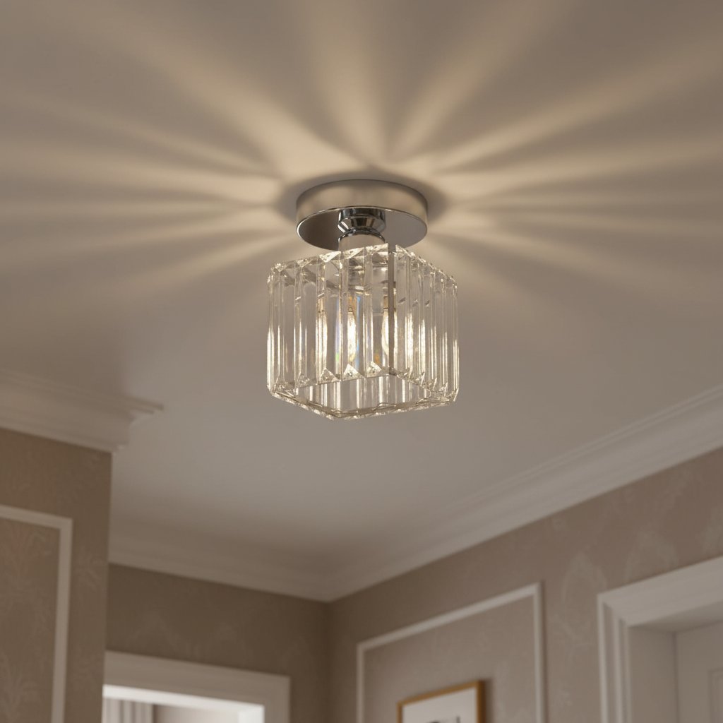 Modern Crystal Flush Mount Ceiling Light Cube Shade View 16