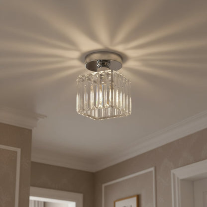 Modern Crystal Flush Mount Ceiling Light Cube Shade View 16