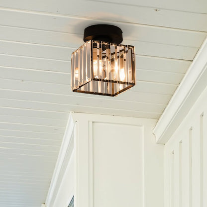 Modern Crystal Flush Mount Ceiling Light Cube Shade View 20