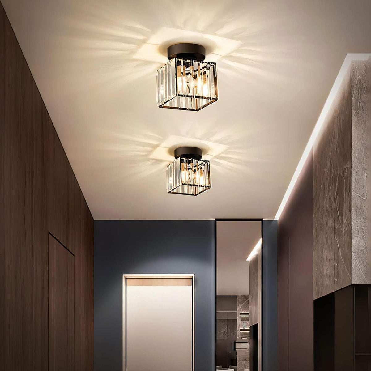 Modern Crystal Flush Mount Ceiling Light Cube Shade View 21